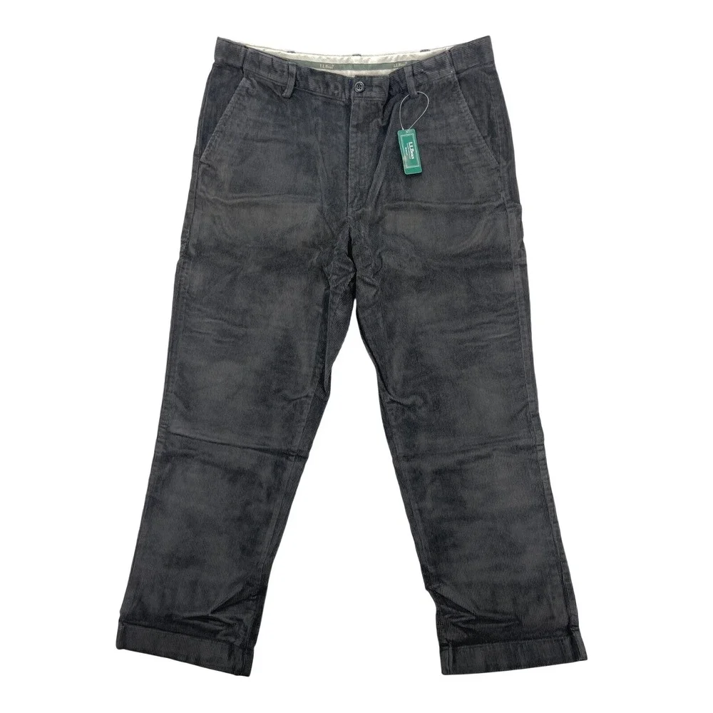L.L.Bean Corduroy Pants Men's 38x30 Charcoal Comfort Waist Straight Leg - Picture 1 of 10